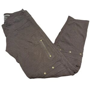 NOMADS HEMP WEAR Brown Leggings Military Style Studs Zipper Raw Hem Size Medium